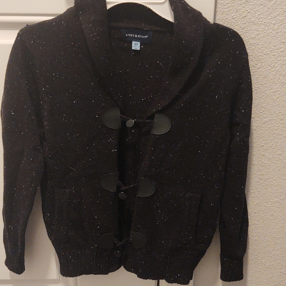 Andy & Evan Boy's Black Cardigan with Button Accents